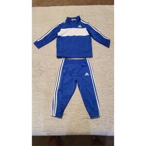 ADIDAS Toddler Boys Size 18M Blue Tracksuit 2 piece set